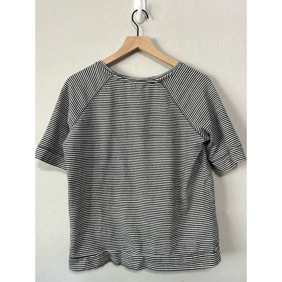 Loft Striped Short Sleeve Embroidered Lovely Blouse Size M - Picture 10 of 16